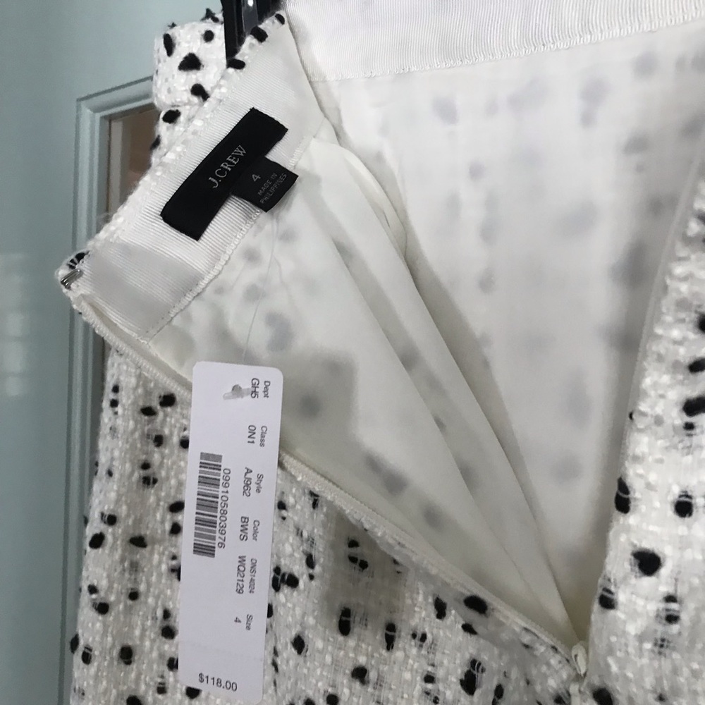 J Crew tweed pencil skirt white and black size 4 - brand new - AJ962 WQ2129